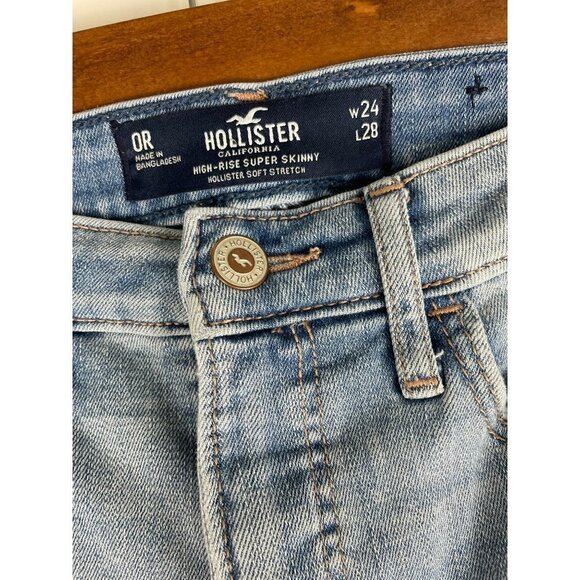 Hollister Soft Stretch Light Wash High-Rise Distressed Super Skinny Size 24 - Picture 3 of 5